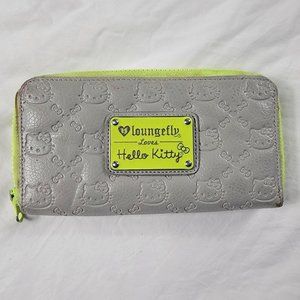 Loungefly Loves Hello Kitty Gray Green Womens Wallet Travel Cute Zipper